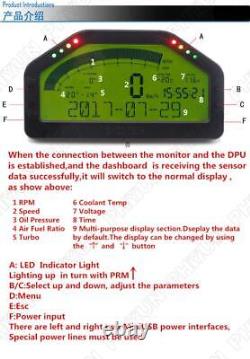 12V DO904 Car Dashboard LCD Screen Rally Gauge Dash Race Display, DPU Sensors