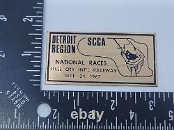 1967 Detrot Region Natl Races Sports Car Club Of America Dash Emblem Plaque SCCA