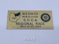 1969 NE Ohio Regional Race Sports Car Club Of America Dash Emblem Plaque SCCA