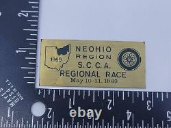 1969 NE Ohio Regional Race Sports Car Club Of America Dash Emblem Plaque SCCA