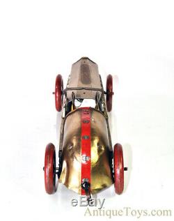 Antique ca. 1930s Buffalo Marx Toy Silver Dash Pull Windup Tin Litho Race Car