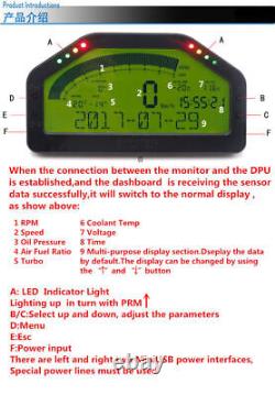 Car Dashboard LCD Screen Rally Gauge Dash Race Display Bluetooth Sensor Full Set