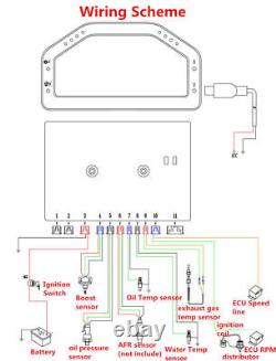Car Dashboard LCD Screen Rally Gauge Dash Race Display Bluetooth Sensor Full Set