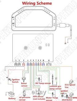 Car Race Dash Digital LCD Display Gauge Meter Full Sensor Set 9000RPM Bluetooth