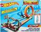 New Hot Wheels Double Loop Dash Track Set & 2 Diecast Toy Cars