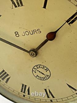 Vintage JAEGER Paris 8 Day Jours Car Dash Board Clock