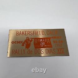 Vintage Racing Dash Plaque Orange County Sport Car Club OCSCC California 1968