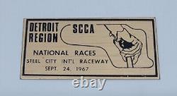 1967 Détroit Région Natl Courses Sports Car Club of America Dash Emblème Plaque SCCA