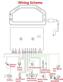 Affichage du tableau de bord de la course de tableau de bord de voiture Bluetooth Full Sensor Kit Écran LCD Rally Gauge