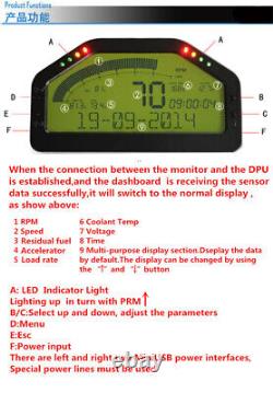 Affichage universel de tableau de bord de voiture SUV Dash Race avec écran LCD Bluetooth et jauge numérique