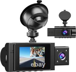 Caméra de tableau de bord double avant et intérieur 1080p FHD pour voitures, Dashcam pour voiture.