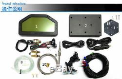 Car Dash Race Full Bright Sensor Set Tableau De Bord Gauge Rally Écran LCD 9v-16v DC