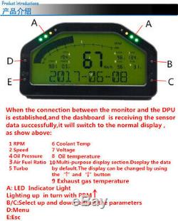 Course Dash Voiture Jauge D'affichage Sensor Tableau De Bord 9000rpm Écran LCD Rallye Gauge &