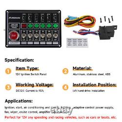 Panneau de commutation à 6 interrupteurs LED d'allumage pour moteur de voiture de course, démarrage par bouton poussoir avec fusible de course