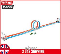 Piste de course Hot Wheels Double Loop Dash & 2 voitures miniatures - Ensemble de course amusante et remplie d'action