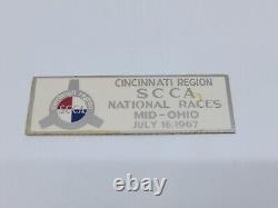 Plaque d'Emblème du Cincinnati National Race Sports Car Club of America Dash de 1967 SCCA