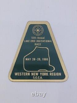 Plaque d'emblème de la course de voitures de sport de la Lake Erie NY en 1966, 10e édition, Club des voitures de sport d'Amérique SCCA