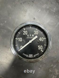 Vintage 5k RPM Tachometer Gauge Scta Hot Rod Dash Panel Trog Stewart Warner