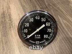 Vintage 8k RPM Tachometer Gauge Scta Hot Rod Dash Panel Trog Stewart Warner